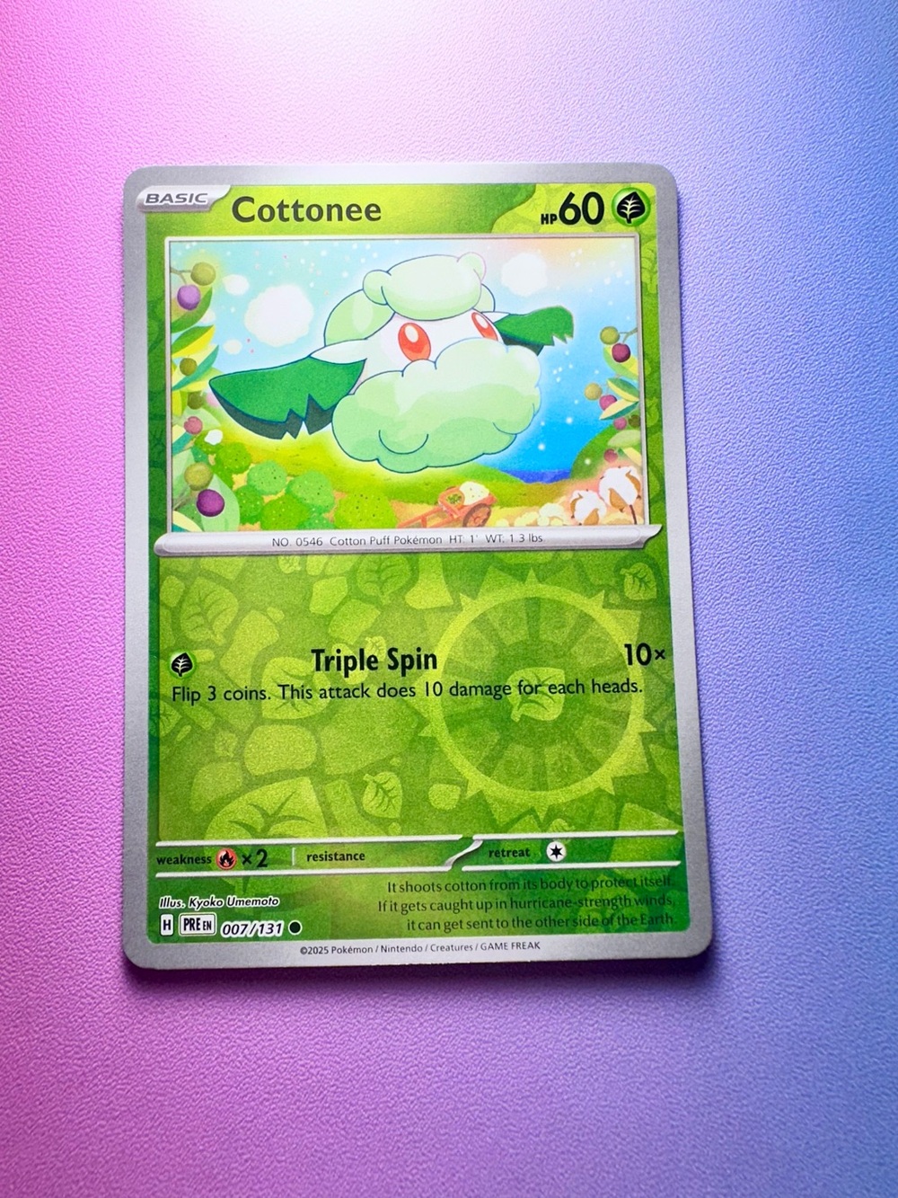 cottonee [reverse holo] - 007/131 (common) — pokémon: prismatic evolutions